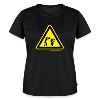 Gefahrenschild Posaune - Frauen Premium Bio T-Shirt - Schwarz - Vorne - Selfina (174cm)