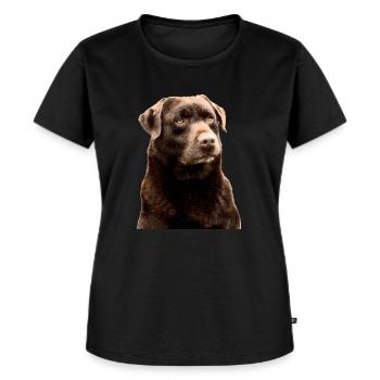 brauner Labrador - Frauen Premium Bio T-Shirt - Schwarz - Vorne - Selfina (174cm)