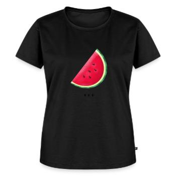 WASSERMELONE - Frauen Premium Bio T-Shirt - Schwarz - Vorne - Selfina (174cm)