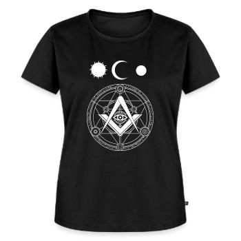 Illuminaten Zirkel - Sonne Mond Planet - Frauen Premium Bio T-Shirt - Schwarz - Vorne - Selfina (174cm)
