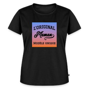 L'original maman modèle unique ciel dégradé aube - T-shirt Premium bio Femme - noir - Devant - Selfina (174cm)