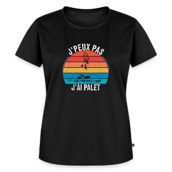 je peux pas j'ai palet idée cadeau palet rétro - T-shirt Premium bio Femme - noir - Devant - Selfina (174cm)