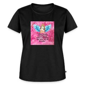 angel - Frauen Premium Bio T-Shirt - Schwarz - Vorne - Selfina (174cm)