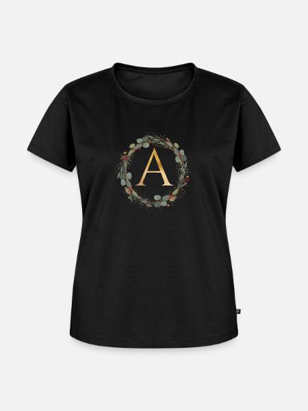 Customizable Monogram A Wreath - Women's Premium Organic T-shirt - black