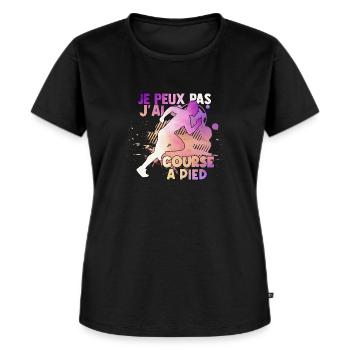 Je Peux Pas J ai course a pied water color - T-shirt Premium bio Femme - noir - Devant - Selfina (174cm)
