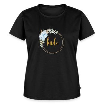 Team Bride! Eukalyptus Blauer Rosen Boho Kranz - Frauen Premium Bio T-Shirt - Schwarz - Vorne - Selfina (174cm)