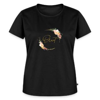 Team Braut! Kreis Floral Kranz - Frauen Premium Bio T-Shirt - Schwarz - Vorne - Selfina (174cm)