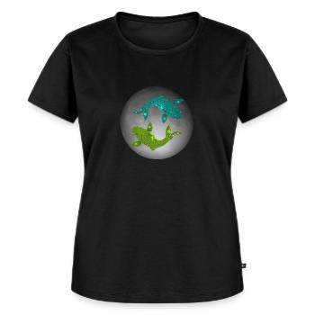 Carpe Jin et Jang Koi - T-shirt Premium bio Femme - noir - Devant - Selfina (174cm)