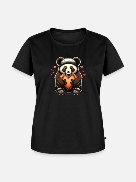 Entzückender Panda - Frauen Premium Bio T-Shirt - Schwarz