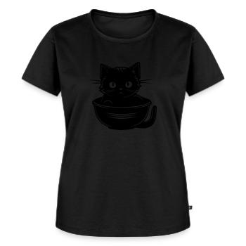 niedliche Katze - Frauen Premium Bio T-Shirt - Schwarz - Vorne - Selfina (174cm)