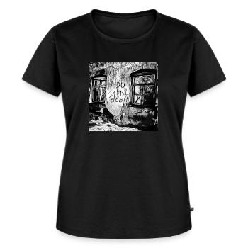 Du bist doof - Frauen Premium Bio T-Shirt - Schwarz - Vorne - Selfina (174cm)
