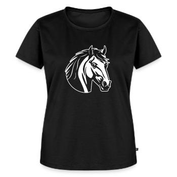 Pferd Pferdekopf Pony - Frauen Premium Bio T-Shirt - Schwarz - Vorne - Selfina (174cm)