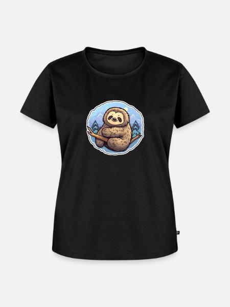 Faultier-Entspannung - Frauen Premium Bio T-Shirt - Schwarz