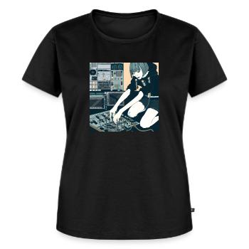 Synthétiseur Girl Manga 1 - T-shirt Premium bio Femme - noir - Devant - Selfina (174cm)