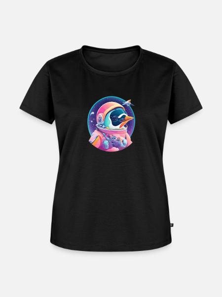 Weltraumpinguin - Frauen Premium Bio T-Shirt - Schwarz