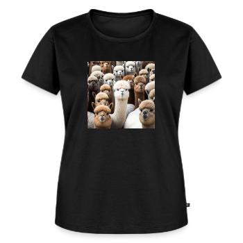 Alpakaer mønster - Premium økologisk T-shirt til kvinder - sort - Foran - Selfina (174cm)