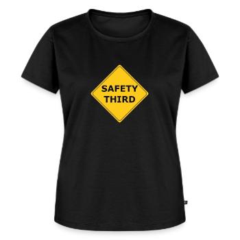 SAFETY THIRD! - Women's Premium Organic T-shirt - black - Front - Selfina (174cm)