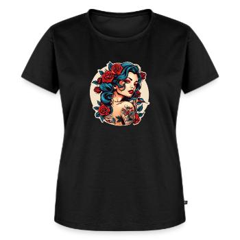 Pin-up Fille - T-shirt Premium bio Femme - noir - Devant - Selfina (174cm)