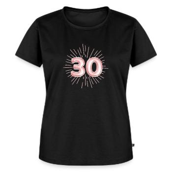 Numéro 30, imprimé or rose, personnalisable - T-shirt Premium bio Femme - noir - Devant - Selfina (174cm)