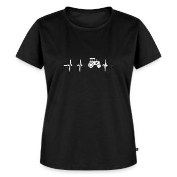 Traktor-Herzschlag - Frauen Premium Bio T-Shirt - Schwarz - Vorne - Selfina (174cm)