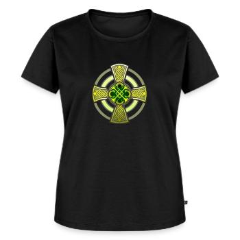 Keltisches Kreuz - Frauen Premium Bio T-Shirt - Schwarz - Vorne - Selfina (174cm)