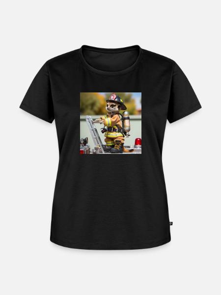 Erdmännchen als Firefighter - Frauen Premium Bio T-Shirt - Schwarz