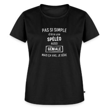 Spéléo GÉNIALE - T-shirt Premium bio Femme - noir - Devant - Selfina (174cm)