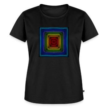 Regenbogen-Quadrate - Frauen Premium Bio T-Shirt - Schwarz - Vorne - Selfina (174cm)