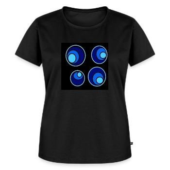 Blue and light blue concentric circles - Women's Premium Organic T-shirt - black - Front - Selfina (174cm)