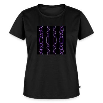 Chaînes verticales violettes et roses - T-shirt Premium bio Femme - noir - Devant - Selfina (174cm)