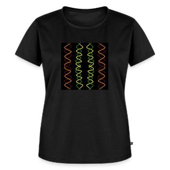 Vagues verticales jaunes et oranges - T-shirt Premium bio Femme - noir - Devant - Selfina (174cm)