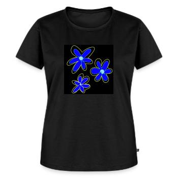 Drei blaue Blumen - Frauen Premium Bio T-Shirt - Schwarz - Vorne - Selfina (174cm)