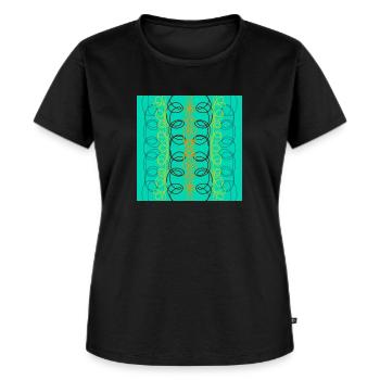 Symmetrical doodles on mint green - Women's Premium Organic T-shirt - black - Front - Selfina (174cm)