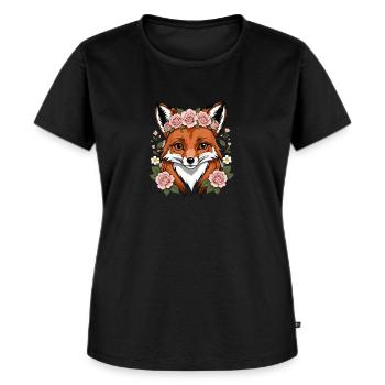 Renard Renard Fleurs Mignon Cadeau Animal Amour pour les Femmes - T-shirt Premium bio Femme - noir - Devant - Selfina (174cm)