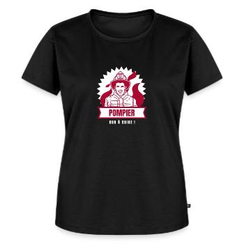 POMPIER, DUR À CUIRE ! - T-shirt Premium bio Femme - noir - Devant - Selfina (174cm)