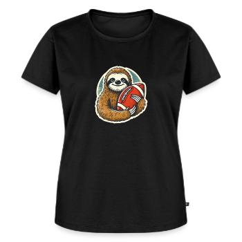 Football Faultier - Frauen Premium Bio T-Shirt - Schwarz - Vorne - Selfina (174cm)