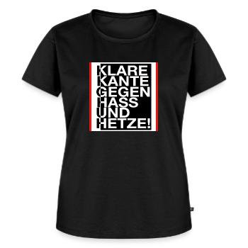 Klare Kante gegen Hass und Hetze! - Frauen Premium Bio T-Shirt - Schwarz - Vorne - Selfina (174cm)