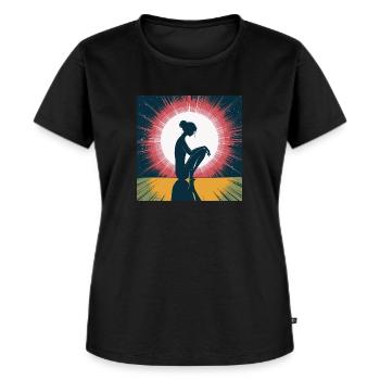 Nachdenkliche Silhouette im Mondlicht - Frauen Premium Bio T-Shirt - Schwarz - Vorne - Selfina (174cm)