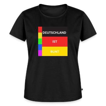 DEUTSCHLAND IST BUNT - Frauen Premium Bio T-Shirt - Schwarz - Vorne - Selfina (174cm)
