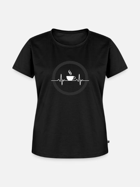 Kaffee Herzschlag - Frauen Premium Bio T-Shirt - Schwarz