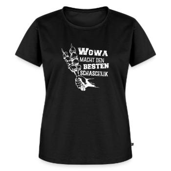 Wowa macht den besten Schaschlik Geschenk Mangal - Frauen Premium Bio T-Shirt - Schwarz - Vorne - Selfina (174cm)