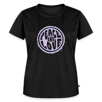 Peace and Love - Frauen Premium Bio T-Shirt - Schwarz - Vorne - Selfina (174cm)