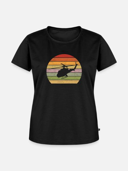 Helikopter Retro Hubschrauber Pilot - Frauen Premium Bio T-Shirt - Schwarz