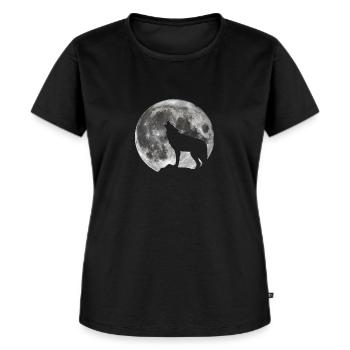 Wolf Mond - Frauen Premium Bio T-Shirt - Schwarz - Vorne - Selfina (174cm)