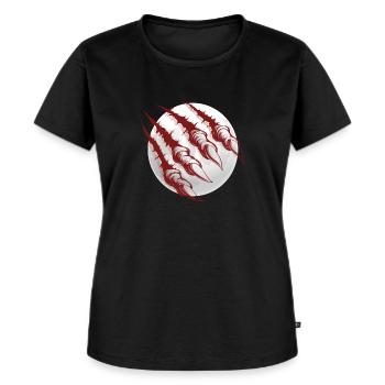 Wolfs Kratzer vollmond - Frauen Premium Bio T-Shirt - Schwarz - Vorne - Selfina (174cm)