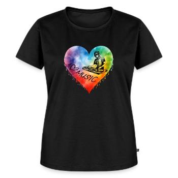 I Love Music - Frauen Premium Bio T-Shirt - Schwarz - Vorne - Selfina (174cm)