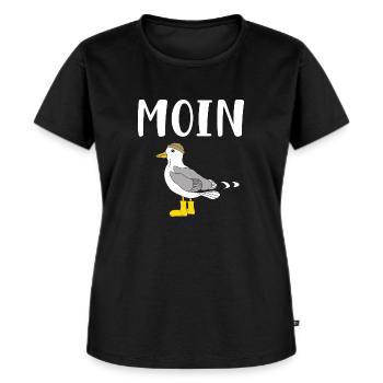 Moin Möwe - Frauen Premium Bio T-Shirt - Schwarz - Vorne - Selfina (174cm)