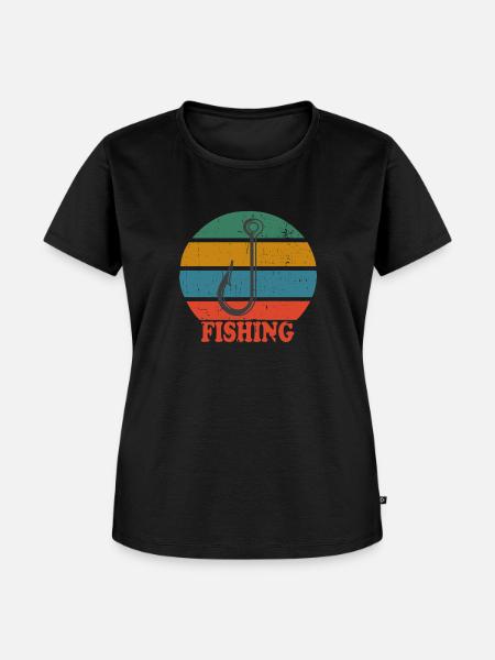 Retro Fishing Hook - Frauen Premium Bio T-Shirt - Schwarz