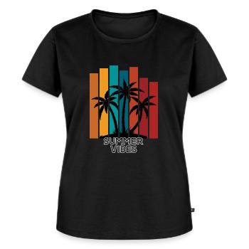 Summer Vibes Tropical Print Tee - Women's Premium Organic T-shirt - black - Front - Selfina (174cm)