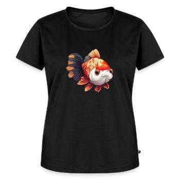 Fancy Calico Veiltail Poisson rouge - T-shirt Premium bio Femme - noir - Devant - Selfina (174cm)